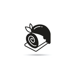 roll cake icon on white background