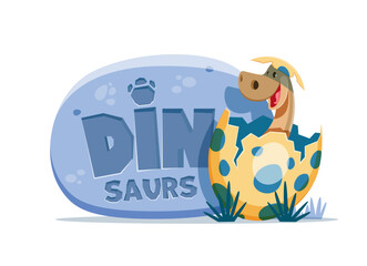 Cartoon funny brontosaurus dinosaur and dino egg © Vector Tradition