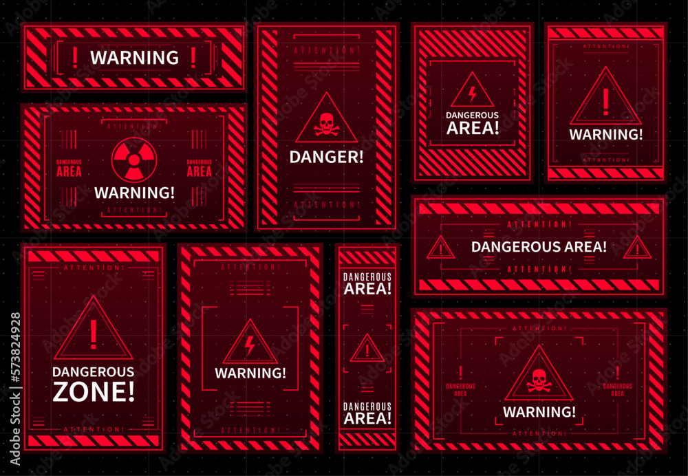 Poster danger area and contamination warning hud frames