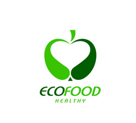 Healthy vegan food, natural product icon or symbol
