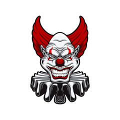 Circus scary clown smiling face, creepy character