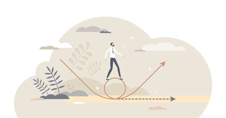 Pivoting as strategy change and redirection for growth tiny person concept, transparent background. New plan motion with better business course illustration. Shift direction upward.