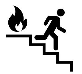 火事と階段を降りて逃げるアイコン