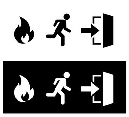 火事と出口へ逃げるアイコン