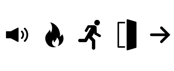 火事と出口へ逃げるアイコン © DragonTiger8