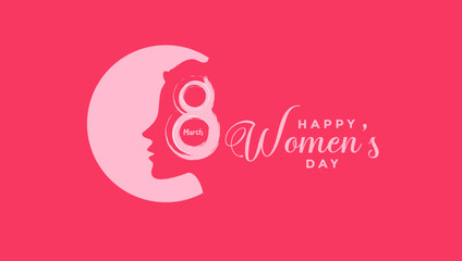 Beautiful happy womens day card with face design