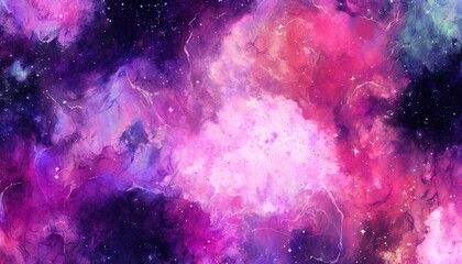Dark Space Colorful Watercolor Background, Neon Space Background Created with Generative AI technology
