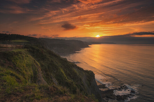 Sunset At Cantabric Coast in north Spain.