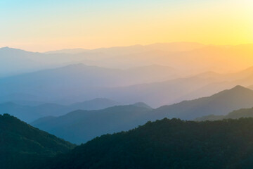 Blue Ridge Mountains from the Blue Ridge Parkway at sunset.