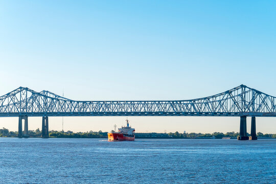 Crescent City Connection twin span bridges over the Mississippi River.