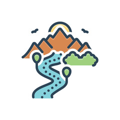 Color illustration icon for trails