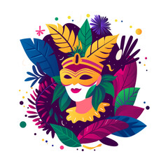 Mardi Gras mask, colorful poster, template, flyer. Vector illustration
