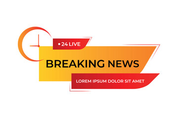 Breaking news vector element on white background.
