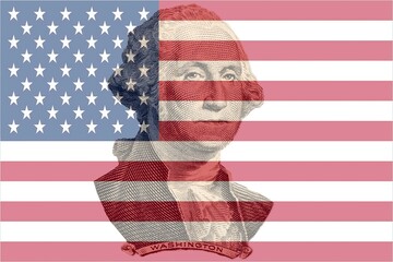 George Washington with USA flag
