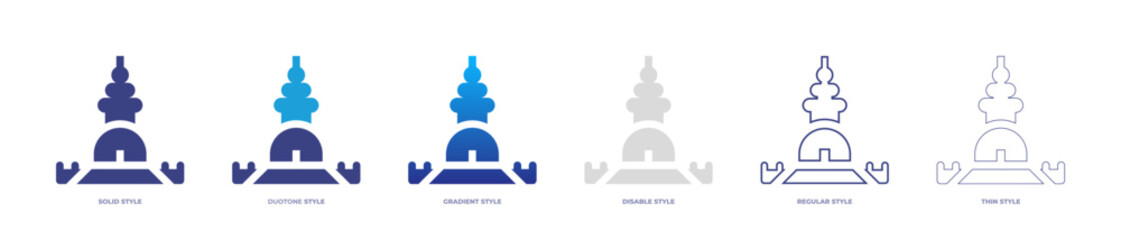 Stupa icon set full style. Solid, disable, gradient, duotone, regular, thin. Vector illustration and transparent icon. - obrazy, fototapety, plakaty