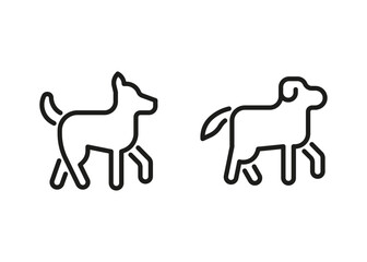 Dog pet shepherd and labrador, line icon. Domestic canine animal. Dog friend. Vector outline