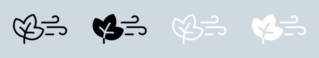 Autumn icon set in black and white. Season signs vector illustration.