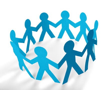 Paper People in a Circle Holding Hands