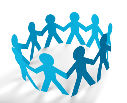 Paper People in a Circle Holding Hands