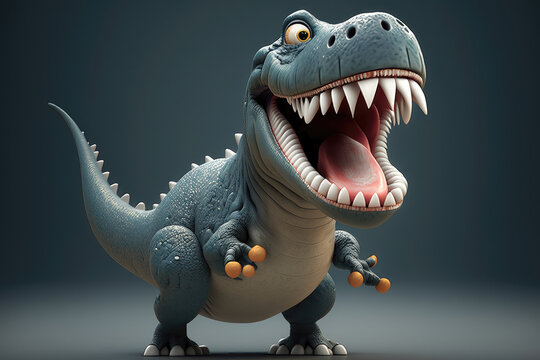 Cute 3D of tyrannosaurus character. Generative AI