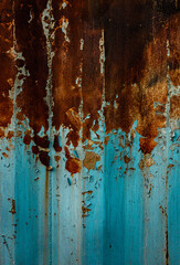 Old and rusty surface of a blue container, Daegok, South Korea