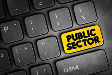 Fototapeta premium Public Sector text button on keyboard, concept background