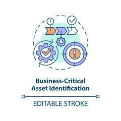 Fototapeta na wymiar Business-critical asset identification concept icon. Effective disaster recovery plan abstract idea thin line illustration. Isolated outline drawing. Editable stroke. Arial, Myriad Pro-Bold fonts used