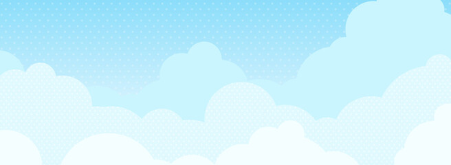 もくもくした雲と青空　背景素材（バナー向け横長）