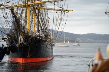 tall ship on the water, tall ships at the wooden boat festival in hobart, tasmania, australia