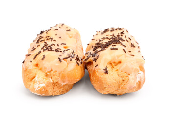 Yummy eclairs isolated on white background
