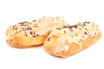 Yummy eclairs isolated on white background