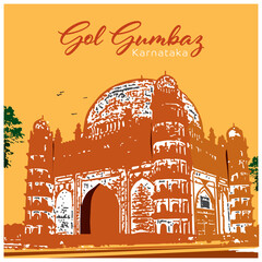 Gol Gumbaz at Vijayapura is the mausoleum of king Muhammad Adil Shah, Karnataka, India - obrazy, fototapety, plakaty