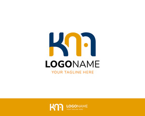 Rounded KM or KMA Letter Logo Design