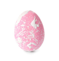 Pink Easter egg on white background