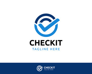 Blue Checkmark and circle modern logo design