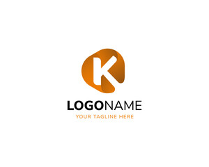 K Letter Negative Space Logo with Orange Gradient
