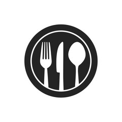 Silhouette of cutlery. fork, knife, spoon. Logotype menu. Vector illustration.