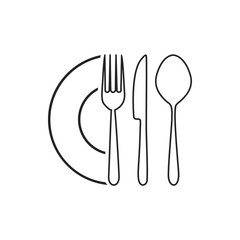 Silhouette of cutlery. fork, knife, spoon. Logotype menu. Vector illustration.