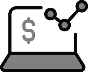 Online Investment Icon Vector - This icon is typically designed to represent online investment or investing. It may feature an image of a graph, a chart, or a dollar sign