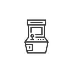 Retro arcade game machine line icon