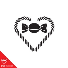Heart of candy canes vector icon