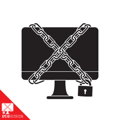 Locked computer screen vector icon
