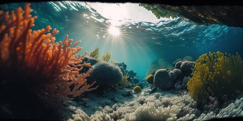Coral reef in the sea, generative ai
