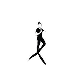 Yoga swimming logo silhouette