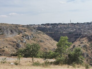 Vista della Città di Matera, cittadina antica, vista panoramica