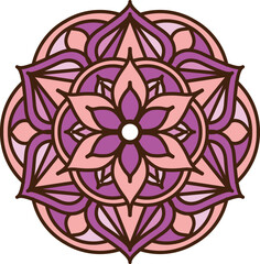 Mandala color simple and basic for beginners, seniors and children. Flower mehndi pattern for Henna drawing and