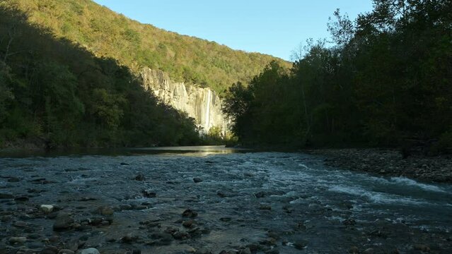 Blue skies above the Arkansas Buffalo national river of the Ozark mountains 