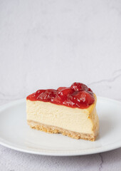 Slice of strawberries cheesecake 