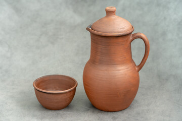 Ceramics, a ceramic product made with their own hands on a potter's wheel, a mug.