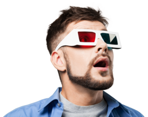 Portrait of amazed man with 3d glasses